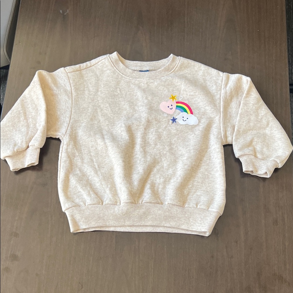 Old Navy 3T Cream Rainbow Cloud Pullover NWOT Cute Graphic Sweatshirt